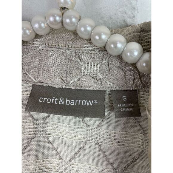 Croft and Borrow Women's Champange Crinkle Pattern Blazer Jacket Size Small - Picture 3 of 8